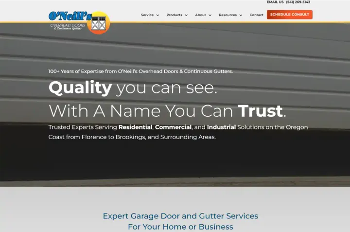 O'Neill's Overhead Doors website
