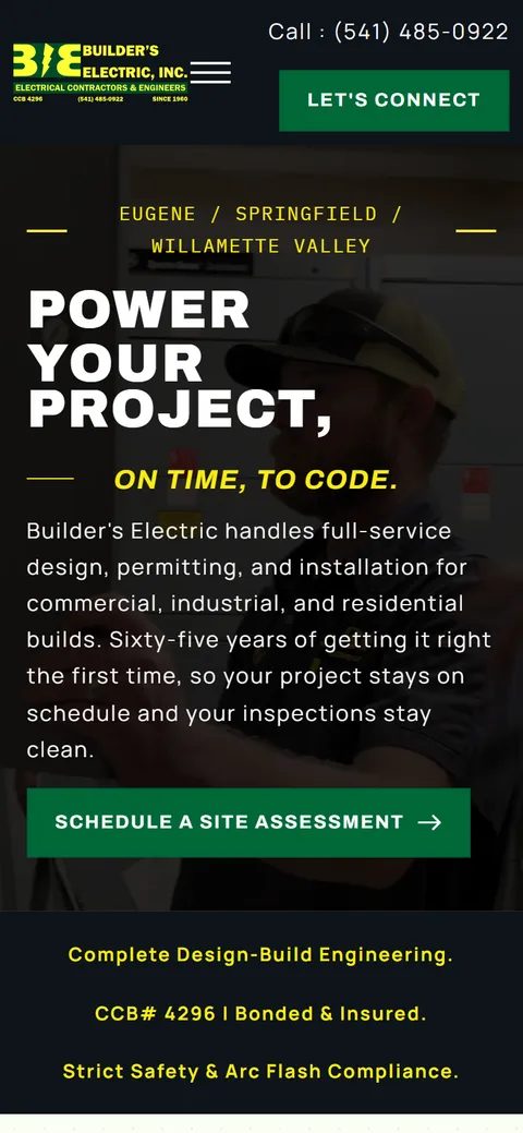 Builder's Electric website on a phone