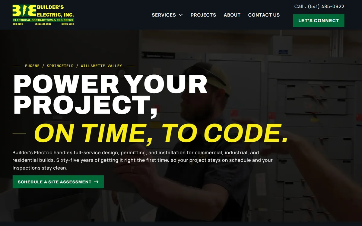 Builder's Electric website, desktop