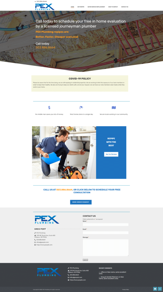 Pex plumbing web design